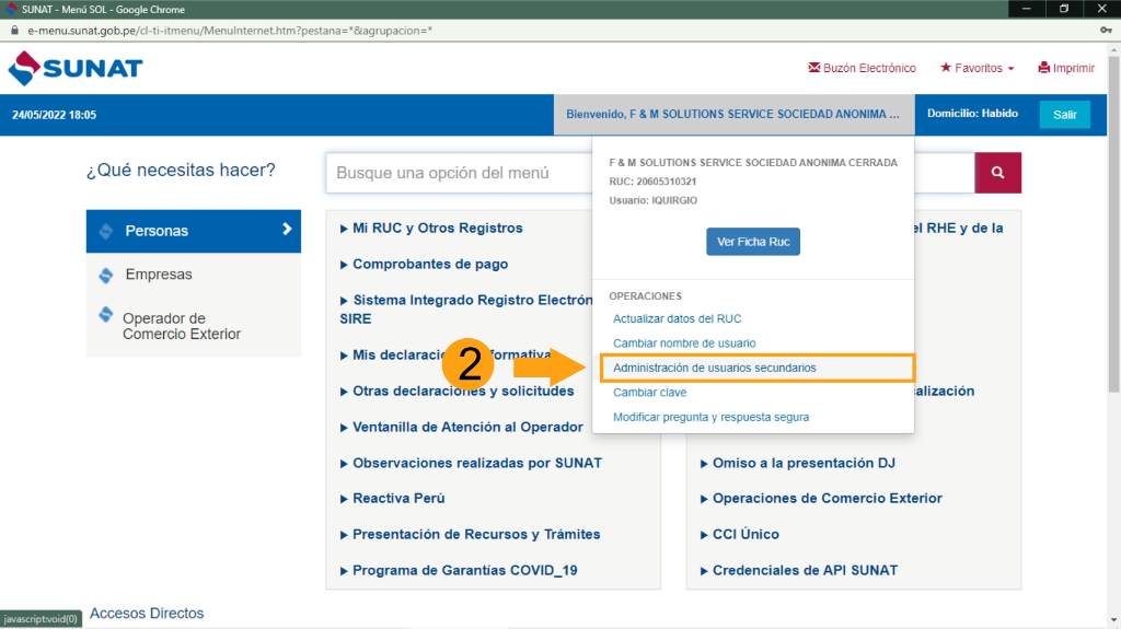 Cómo Crear un Usuario Secundario SUNAT para Facturación Electrónica